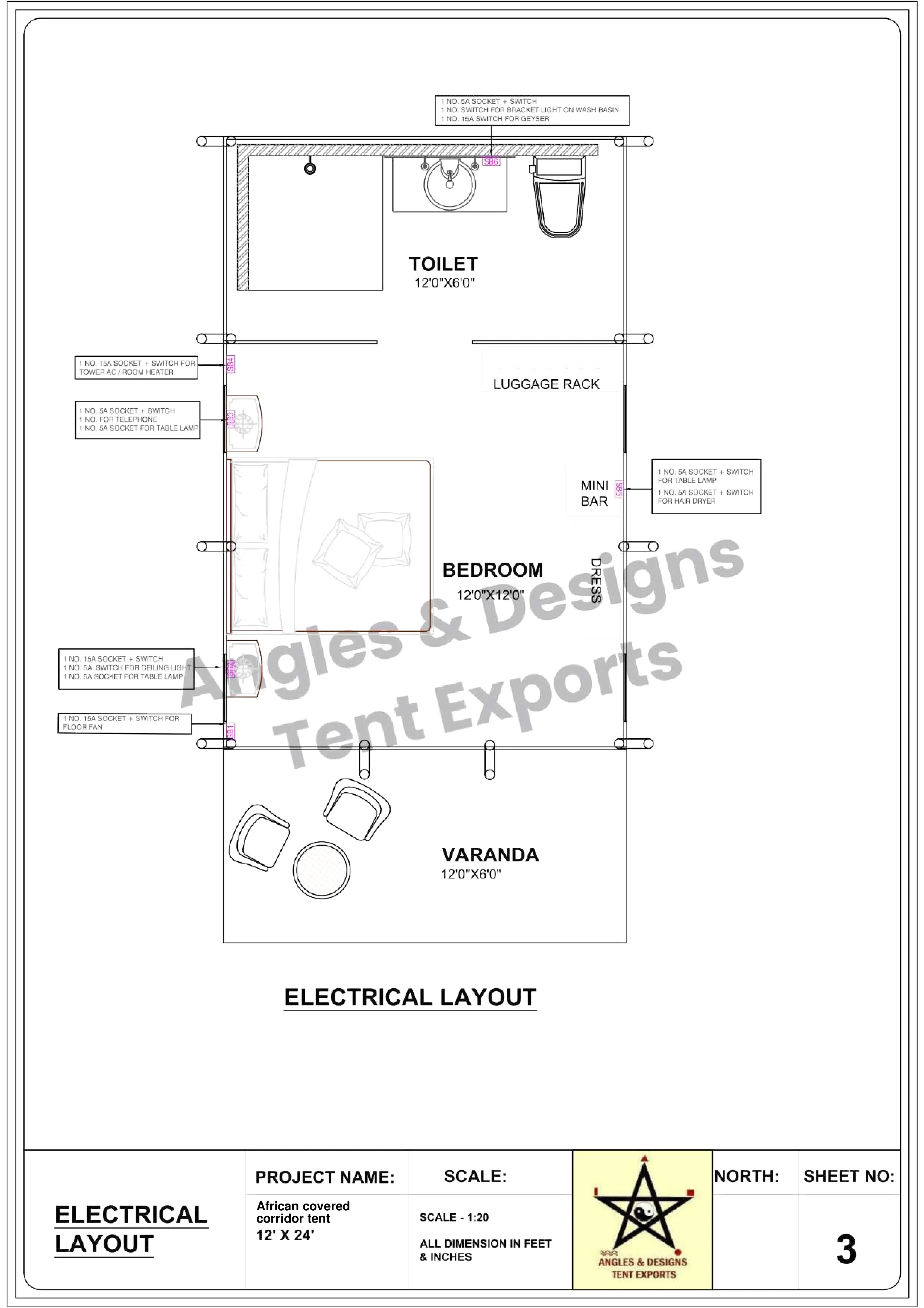 12x24 Tent Electrical Layout